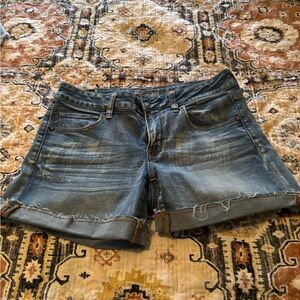 American Eagle Outfitters Medium-Dark Jean Shorts Distressed Cuffed